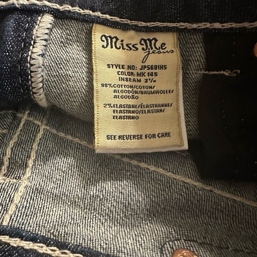 Miss Me Dark Blue Denim Shorts - Picture 4 of 4